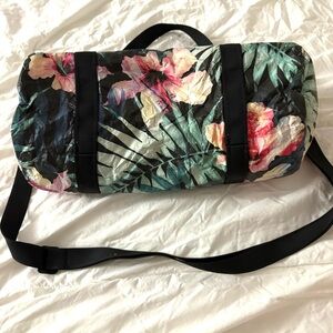 ALOHA Collection Tropical Floral Crossbody Bag - Black and Pink
